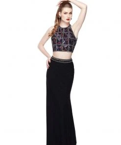 Primavera Couture - 3064 Glittering Two-Piece Halter Evening Gown Formal Gowns