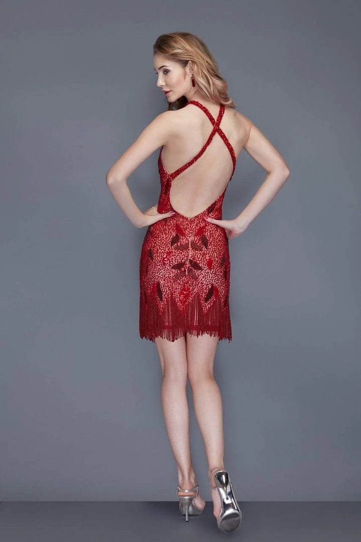 Primavera Couture - 3133 Sequined Halter Neck Fitted Dress Cocktail Dresses 8 Primavera Couture - 3133 Sequined Halter Neck Fitted Dress Cocktail Dresses