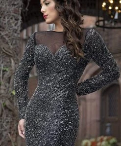 Formal Gowns Primavera Couture - 3180 Sequined Long Sleeves Evening Gown