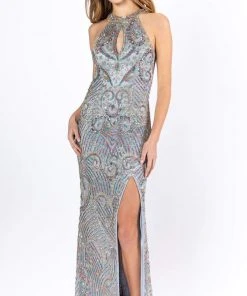 Formal Gowns Primavera Couture - 3219 Bead Embellished Gown With Slit