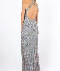 Formal Gowns Primavera Couture - 3219 Bead Embellished Gown With Slit