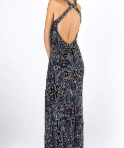 Formal Gowns Primavera Couture - 3219 Bead Embellished Gown With Slit