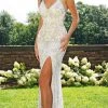Primavera Couture - 3226 Sequined Plunging V-neck Sheath Dress Formal Gowns