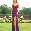 Formal Gowns Primavera Couture - 3296 Sequin Textured High Slit Sheath Gown