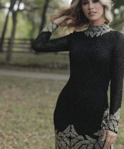 Primavera Couture - 3320 Bead Embellished High Neck Dress Cocktail Dresses