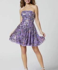 Primavera Couture - 3345 Embellished Strapless A-line Cocktail Dress