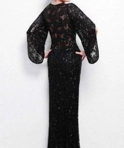 Formal Gowns Primavera Couture - 9713 Sequin Flared Sleeve Long Sheath Formal Gown - 1 Pc White In Size 22 Available