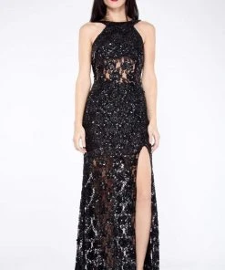 Formal Gowns Primavera Couture - 9805 Cowl Back Halter Sequin Embellished Gown