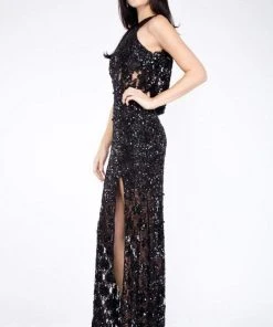 Formal Gowns Primavera Couture - 9805 Cowl Back Halter Sequin Embellished Gown