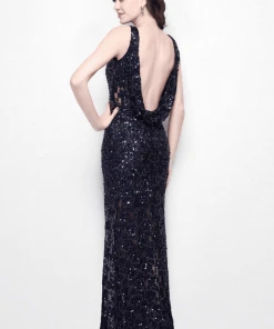 Formal Gowns Primavera Couture - 9805 Cowl Back Halter Sequin Embellished Gown