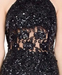 Formal Gowns Primavera Couture - 9805 Cowl Back Halter Sequin Embellished Gown