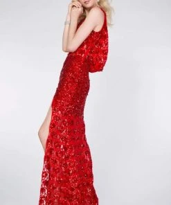 Formal Gowns Primavera Couture - 9805 Cowl Back Halter Sequin Embellished Gown