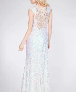 Primavera Couture - 9859 Sheer Illusion Sequined Evening Gown