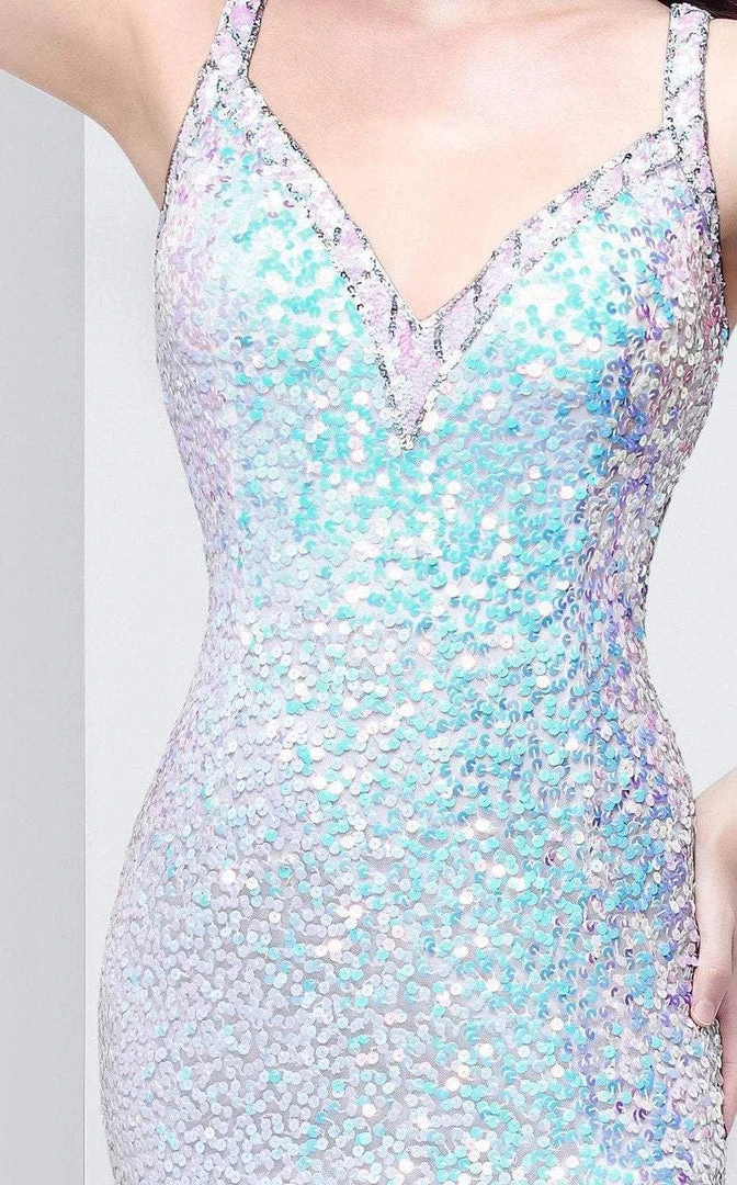 Primavera Couture - 9865 Flashing V-Neck Sequined Evening Gown 8 Primavera Couture - 9865 Flashing V-Neck Sequined Evening Gown