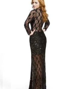 Primavera Couture - 9879 High Slit Glitter Lace Gown 14 Primavera Couture - 9879 High Slit Glitter Lace Gown