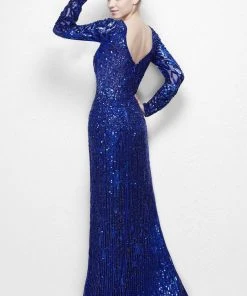 Formal Gowns Primavera Couture - 9930 Sequined Gown With Sheer Accents