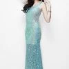 Primavera Couture - 9988 Asymmetrical Sequined Evening Gown