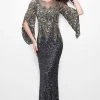 Primavera Couture - Batwing Sleeves Sequined Gown 1424 - 1 Pc Charcoal In Size 10 Available 2 Primavera Couture - Batwing Sleeves Sequined Gown 1424 - 1 Pc Charcoal In Size 10 Available