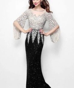 Primavera Couture - Batwing Sleeves Sequined Gown 1424 - 1 Pc Charcoal In Size 10 Available 17 Primavera Couture - Batwing Sleeves Sequined Gown 1424 - 1 Pc Charcoal In Size 10 Available