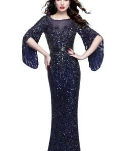 Primavera Couture - Batwing Sleeves Sequined Gown 1424 - 1 Pc Charcoal In Size 10 Available 19 Primavera Couture - Batwing Sleeves Sequined Gown 1424 - 1 Pc Charcoal In Size 10 Available