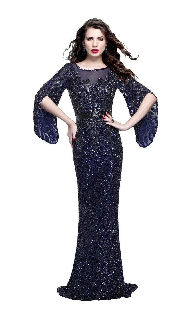 Primavera Couture - Batwing Sleeves Sequined Gown 1424 - 1 Pc Charcoal In Size 10 Available 11 Primavera Couture - Batwing Sleeves Sequined Gown 1424 - 1 Pc Charcoal In Size 10 Available