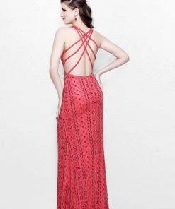 Primavera Couture - Beaded V-Neck Long Dress With Slit 1830 Formal Gowns 11 Primavera Couture - Beaded V-Neck Long Dress With Slit 1830 Formal Gowns