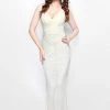 Primavera Couture - Beaded V-Neck Long Sheath Dress 1726