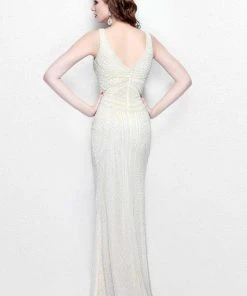 Primavera Couture - Beaded V-Neck Long Sheath Dress 1726 13 Primavera Couture - Beaded V-Neck Long Sheath Dress 1726