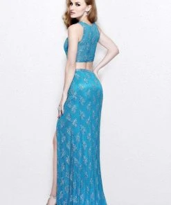 Formal Gowns Primavera Couture - Cosmopolitan Two-Piece Jewel Illusion Sheath Gown 1885 5 Formal Gowns Primavera Couture - Cosmopolitan Two-Piece Jewel Illusion Sheath Gown 1885