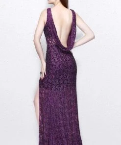 Primavera Couture - Embellished Halter Neck Long Sheath Dress 1891