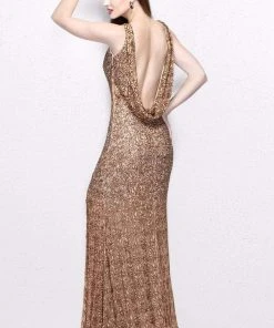 Primavera Couture - Embellished Halter Neck Long Sheath Dress 1891