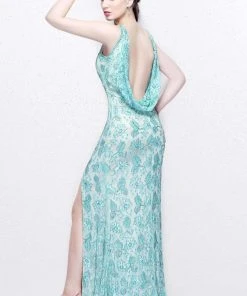 Primavera Couture - Exquisite Bateau Sheath Gown With A Cowl Back Accent 1887 Formal Gowns 13 Primavera Couture - Exquisite Bateau Sheath Gown With A Cowl Back Accent 1887 Formal Gowns