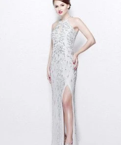 Formal Gowns Primavera Couture - Exquisite Keyhole Cutout Sequined Sheath Gown 1831