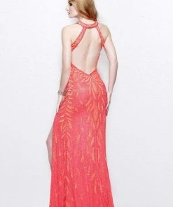 Formal Gowns Primavera Couture - Exquisite Keyhole Cutout Sequined Sheath Gown 1831