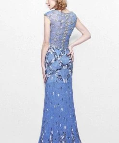 Primavera Couture - Exquisite Multi-Colored Leafy Patterned Long Dress 1812