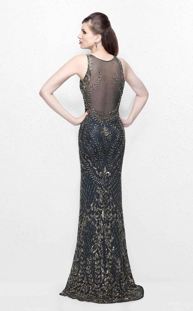 Primavera Couture - Gilded Sequins Bateau Illusion Sheath Gown 1742 Formal Gowns 6 Primavera Couture - Gilded Sequins Bateau Illusion Sheath Gown 1742 Formal Gowns