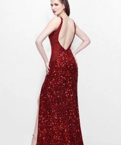 Primavera Couture - Glittering Long Beaded Dress With Slit 1811 Formal Gowns 7 Primavera Couture - Glittering Long Beaded Dress With Slit 1811 Formal Gowns