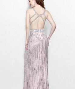 Primavera Couture - Glittering Long V-Neck Dress With Slit 1870 Formal Gowns 13 Primavera Couture - Glittering Long V-Neck Dress With Slit 1870 Formal Gowns