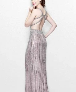 Primavera Couture - Glittering Long V-Neck Dress With Slit 1870 Formal Gowns 12 Primavera Couture - Glittering Long V-Neck Dress With Slit 1870 Formal Gowns