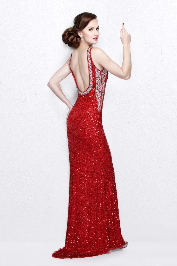 Formal Gowns Primavera Couture - Halter Neckline Sequined Evening Gown 1718 8 Formal Gowns Primavera Couture - Halter Neckline Sequined Evening Gown 1718