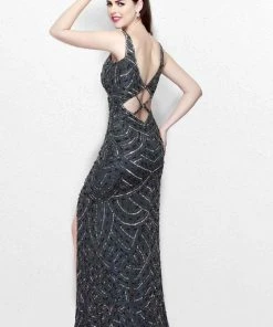 Primavera Couture - Long Jewel Sequined Dress With Slit 1875 Formal Gowns 8 Primavera Couture - Long Jewel Sequined Dress With Slit 1875 Formal Gowns