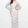 Primavera Couture - Long Sleeve Embellished Long Gown With Beaded Scallop Pattern 1738 2 Primavera Couture - Long Sleeve Embellished Long Gown With Beaded Scallop Pattern 1738