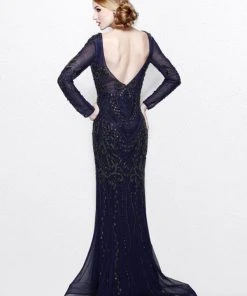Primavera Couture - Long Sleeved Sheer Embellished Evening Gown 1701 Formal Gowns 13 Primavera Couture - Long Sleeved Sheer Embellished Evening Gown 1701 Formal Gowns