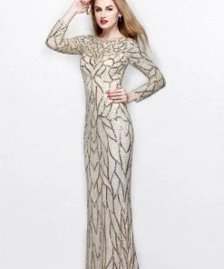Formal Gowns Primavera Couture - Long Sleeves Sequined Gown 1743 8 Formal Gowns Primavera Couture - Long Sleeves Sequined Gown 1743