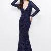 Formal Gowns Primavera Couture - Long Sleeves V-Neck Sequined Gown 1746 2 Formal Gowns Primavera Couture - Long Sleeves V-Neck Sequined Gown 1746
