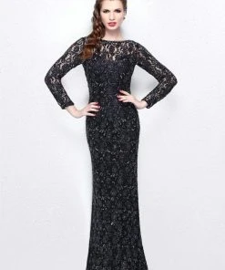 Primavera Couture - Posh Beaded Lace Bateau Illusion Sheath Gown 1710 Formal Gowns 8 Primavera Couture - Posh Beaded Lace Bateau Illusion Sheath Gown 1710 Formal Gowns