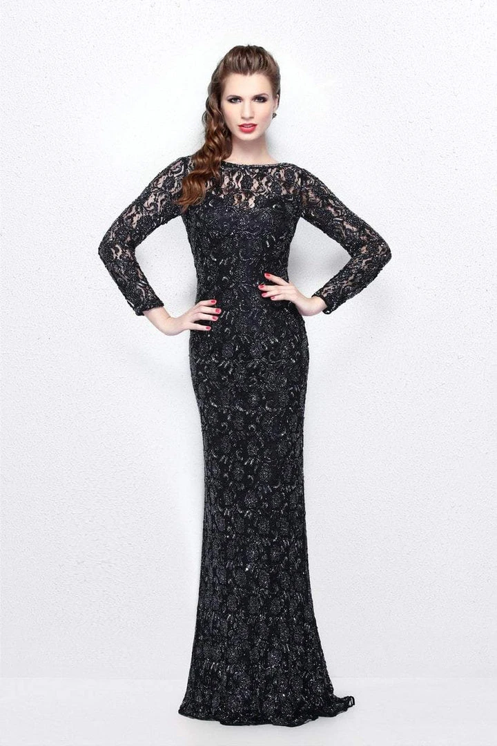 Primavera Couture - Posh Beaded Lace Bateau Illusion Sheath Gown 1710 Formal Gowns 5 Primavera Couture - Posh Beaded Lace Bateau Illusion Sheath Gown 1710 Formal Gowns