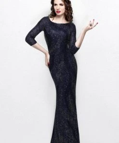 Primavera Couture - Quarter Sleeves Glittering Long Dress 1757 Formal Gowns