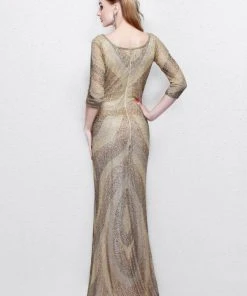 Primavera Couture - Quarter Sleeves Glittering Long Dress 1757 Formal Gowns
