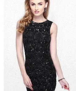 Primavera Couture - Sequined Sleeveless Long Dress With Slit 1886 7 Primavera Couture - Sequined Sleeveless Long Dress With Slit 1886